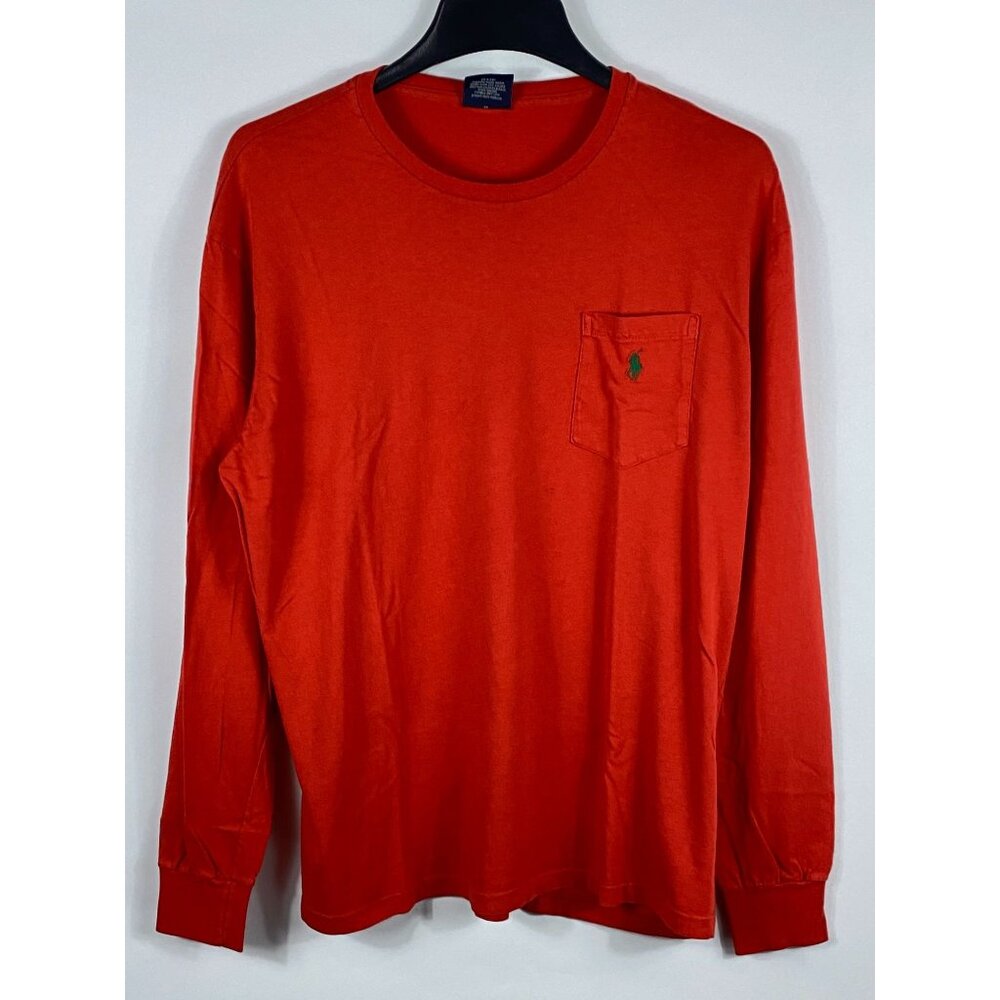 Polo Ralph Lauren Little Pony Pocket Long Sleeve Tee Shirt Orange Medium F65